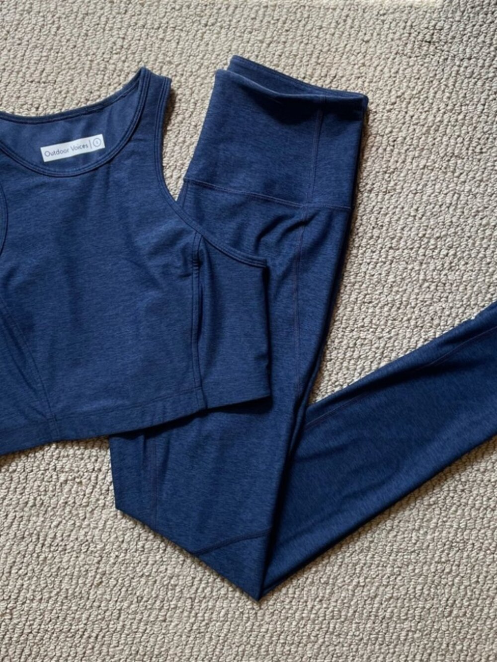 Outdoor Voices Set Navy Crop Top and Leggings Size S TechSweat Athleisure